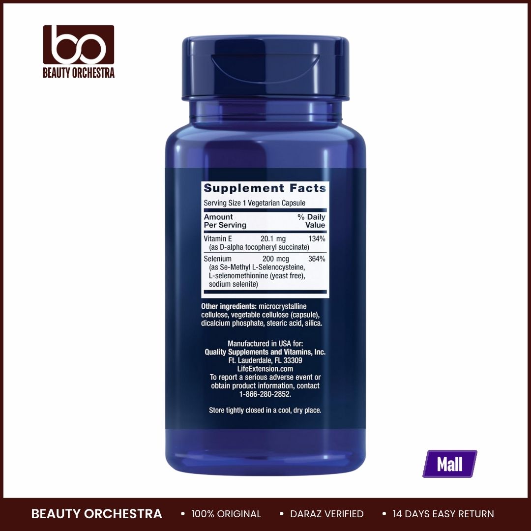 Picture of Life Extension Super Selenium Complex with Vitamin E – Cellular Health & Longevity Support – Gluten-Free, Non-GMO, Vegetarian 100 Capsules (Pack of 1)