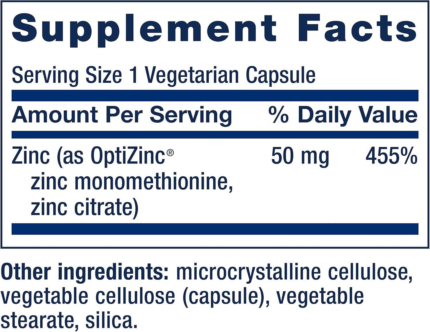 Picture of Life Extension Zinc Caps 50 mg Support the body's immune defenses 90 vegetarian capsules