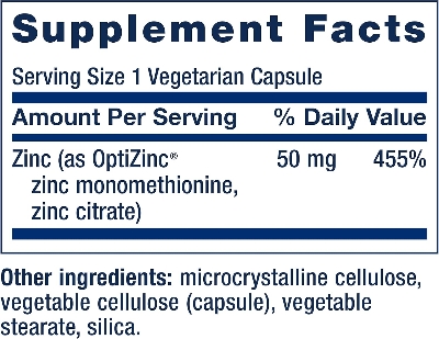 Picture of Life Extension Zinc Caps 50 mg Support the body's immune defenses 90 vegetarian capsules