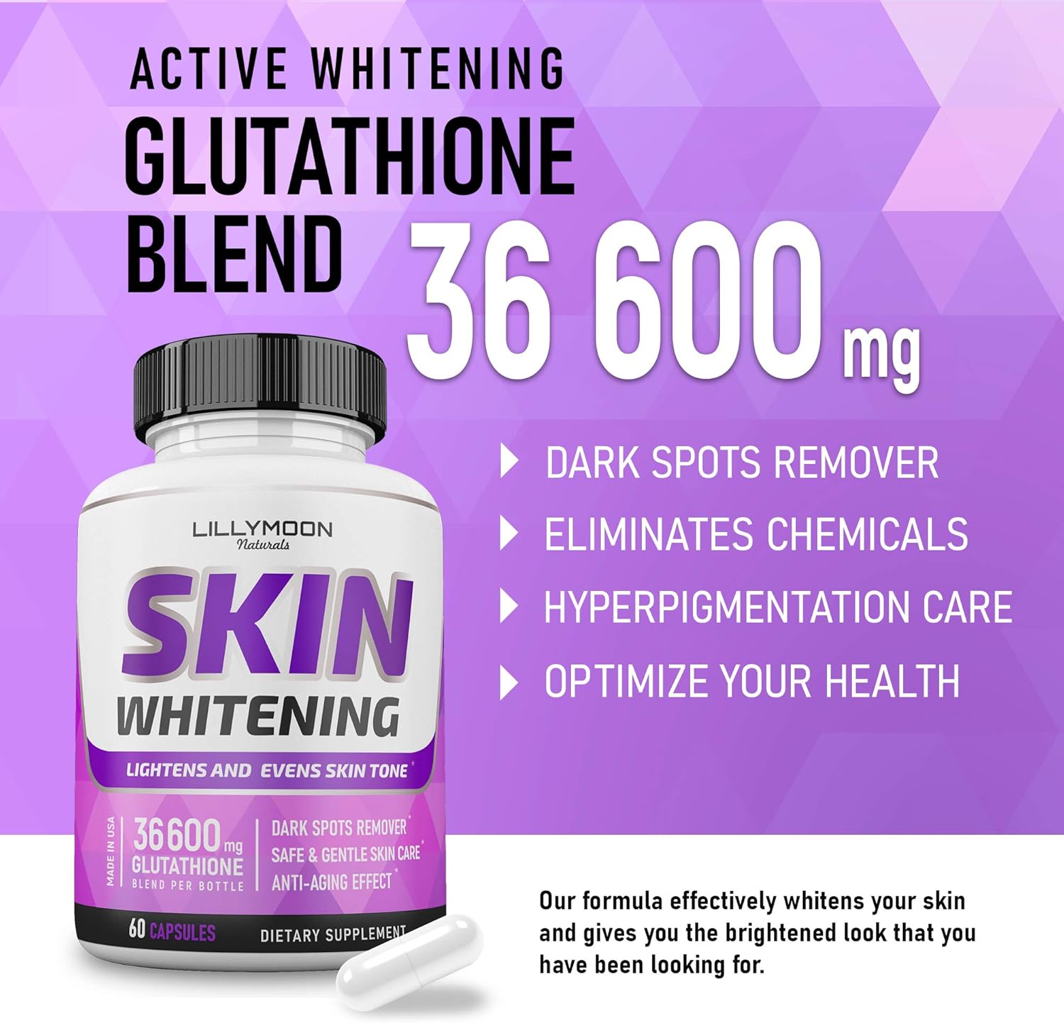 Picture of LILYMOON Whitening Pills Skin Lightening 36600 mg Glutathione 60 capsules