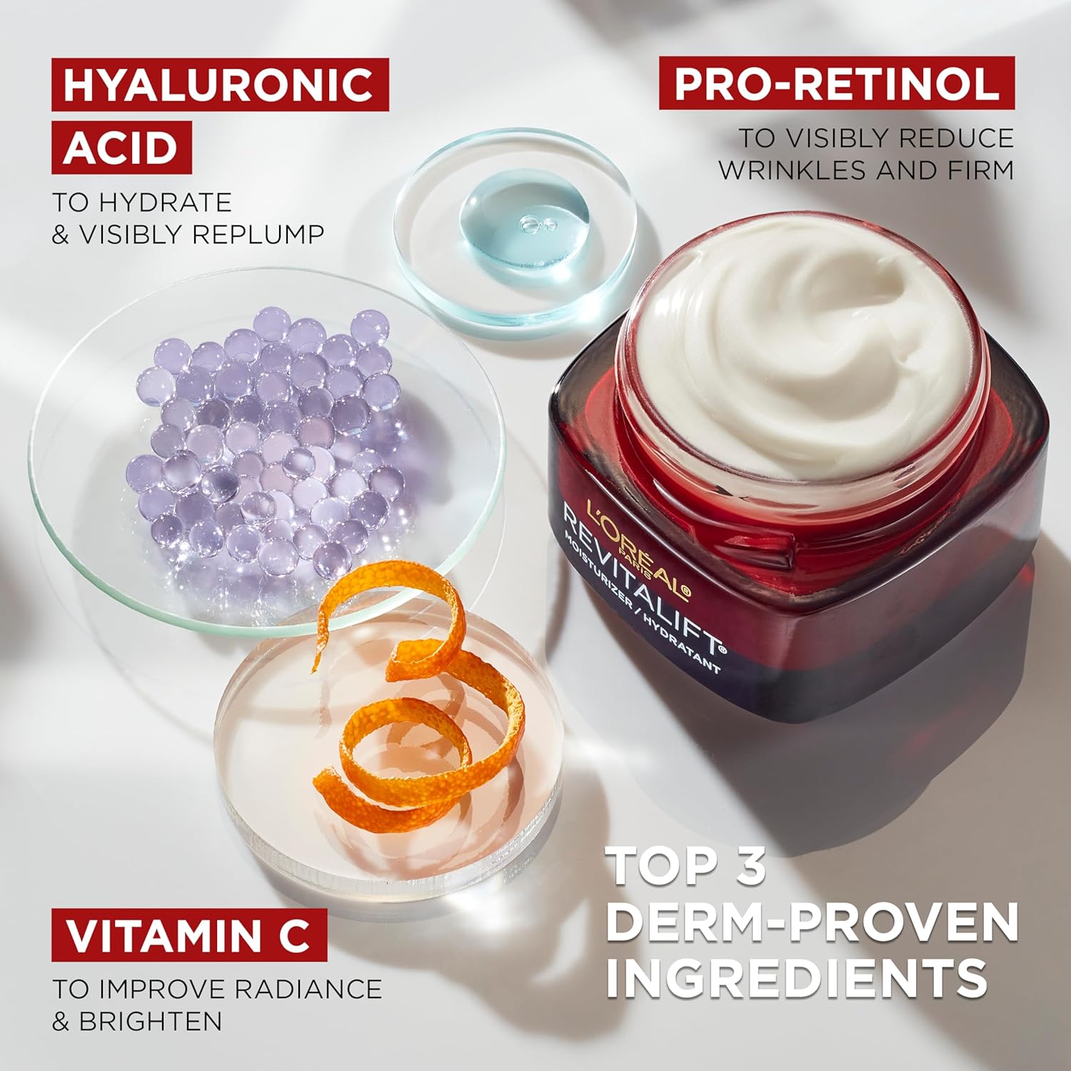 Picture of L'Oreal Paris Revitalift Triple Power Anti-Aging Face Moisturizer, Pro Retinol, Hyaluronic Acid & Vitamin C to Reduce Wrinkles, Firm & Brighten Skin, 1.7 Oz