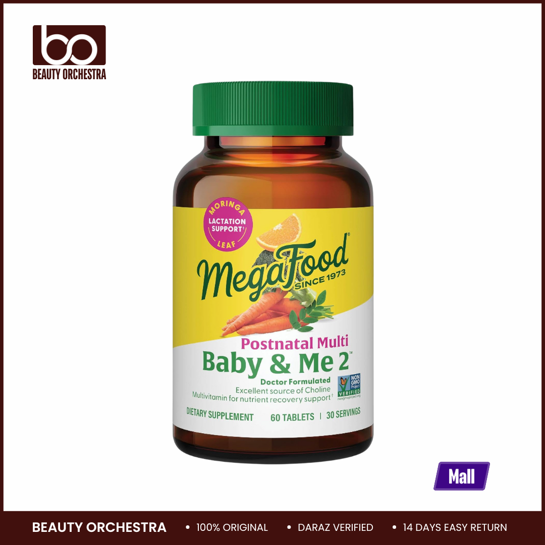 Picture of MegaFood Baby & Me 2 Postnatal Vitamins for Women Breastfeeding with Folate Choline, Iodine, Vitamin D, Moringa Leaf and More - 60 Tabs (30 Servings)