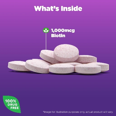 Picture of Natrol Beauty Biotin 1000mcg Dietary Supplement for Healthy Hair, Skin, Nails and Energy Metabolism 100 Tablets