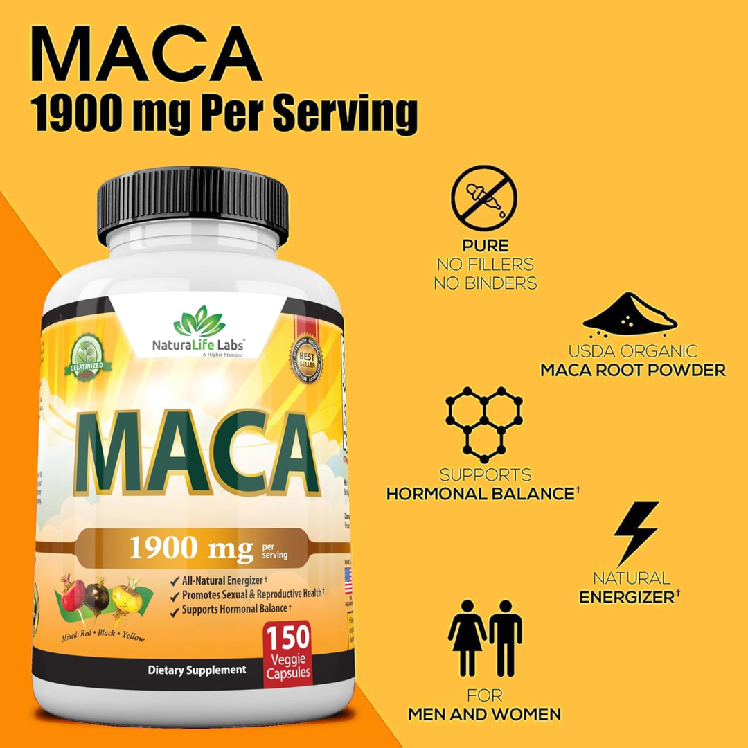 Picture of NaturaLife Labs Organic Maca 1900 mg - 150 Capsules