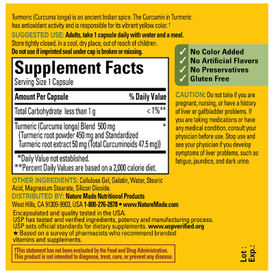 Picture of Nature Made 500 mg Turmeric Curcumin - 60 Capsules