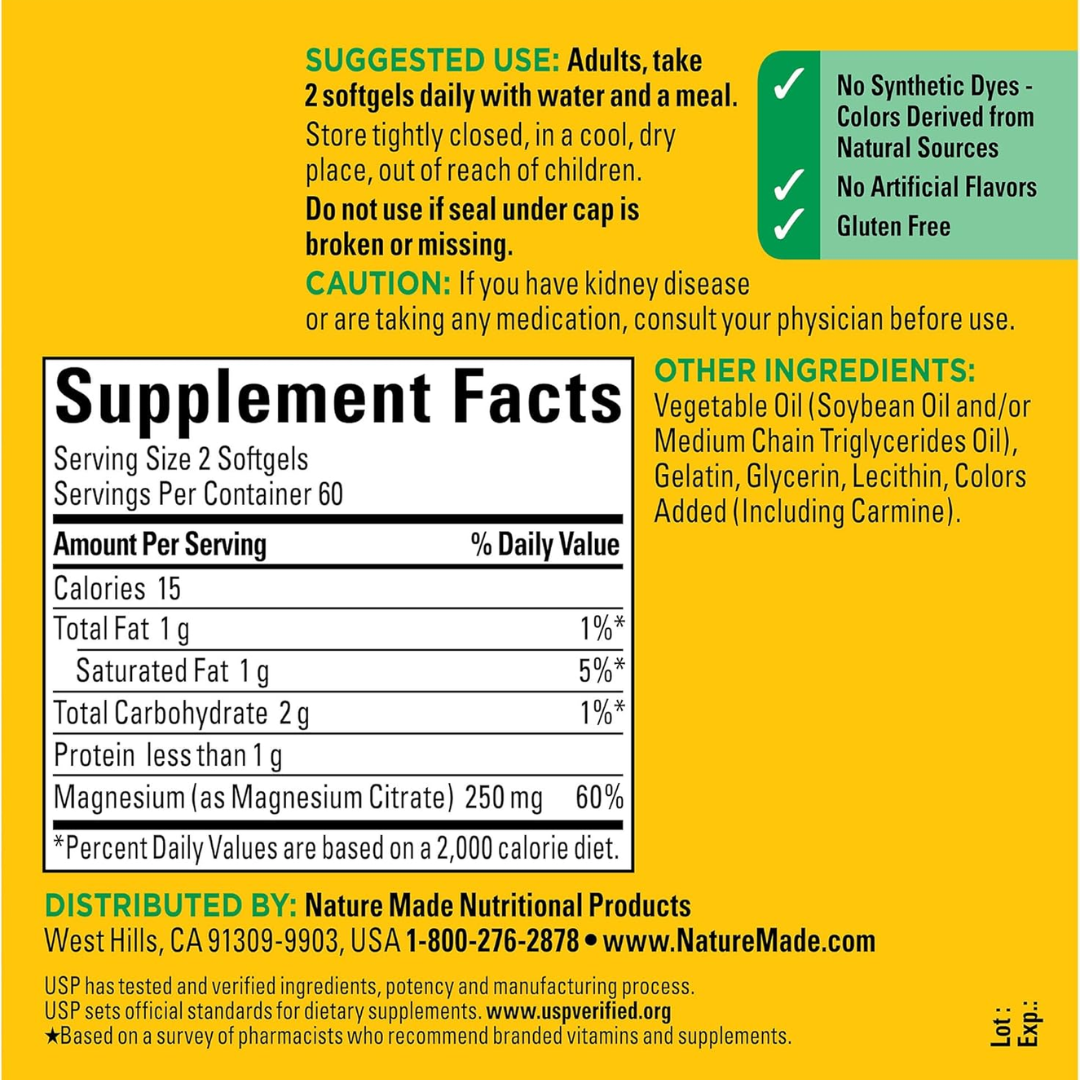 Picture of Nature Made Magnesium Citrate 250mg - 120 Softgels