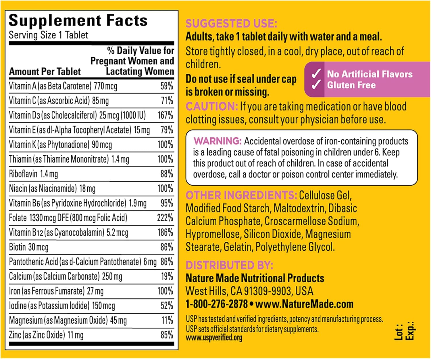Picture of Nature Made Prenatal Multivitamin with Folic Acid 90 Tablets