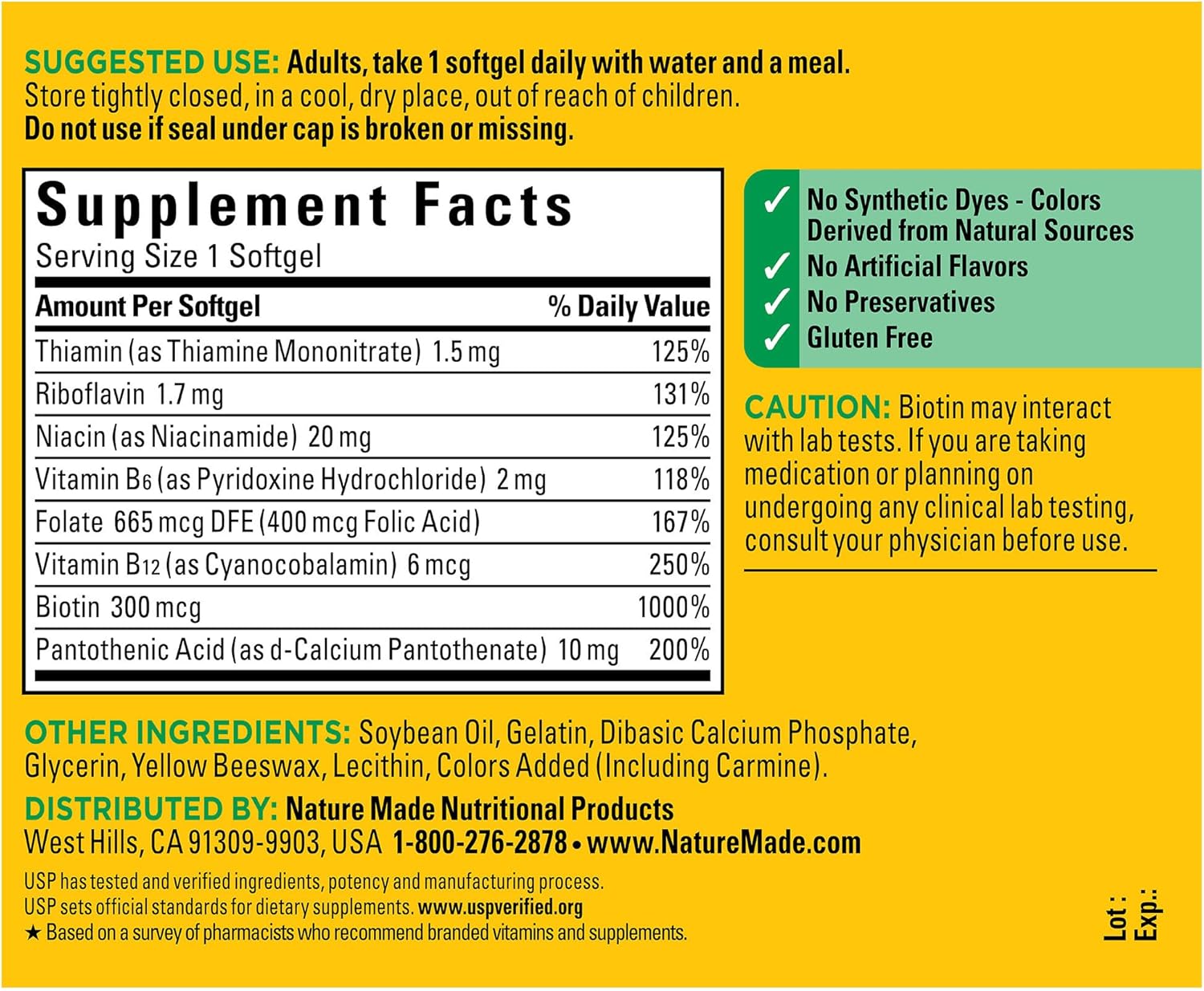 Picture of Nature Made Super B Energy Complex Dietary Supplement for Brain Cell Function Support 60 Softgels