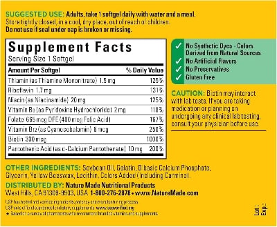 Picture of Nature Made Super B Energy Complex Dietary Supplement for Brain Cell Function Support 60 Softgels