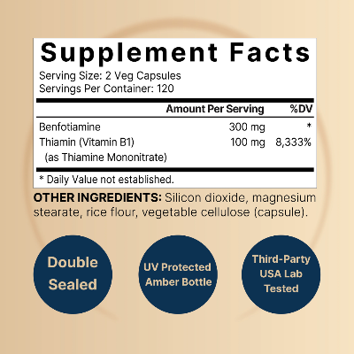 Picture of NatureBell Benfotiamine 300mg With Thiamine 100mg - 240 Veggie Capsules