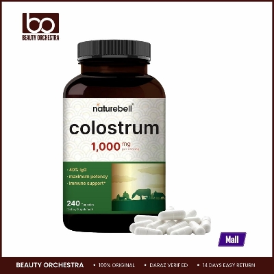 Picture of Naturebell Colostrum Supplement 1,000mg Per Serving 240 Capsules | Grass Fed Bovine Colostrum from Mother's First Milk – 40% IgG