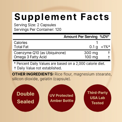 Picture of Naturebell CoQ10 (Ubiquinone) 300mg with Omega 3 Fatty Acids - 240 Capsules