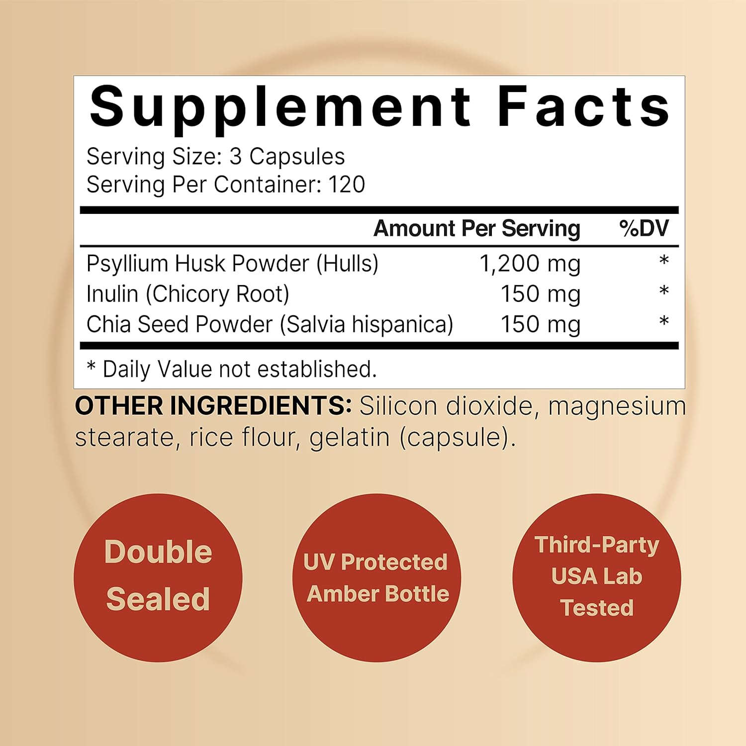 Picture of NatureBell Psyllium Husk 1500mg Per Serving 360 Capsules