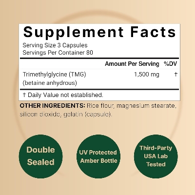 Picture of NatureBell TMG Supplements 1,500mg 240 Capsules | Max Strength Betaine Anhydrous Trimethyl glycine – Supports Healthy Homocysteine Balance Heart & Liver Health – Non-GMO, Gluten Free