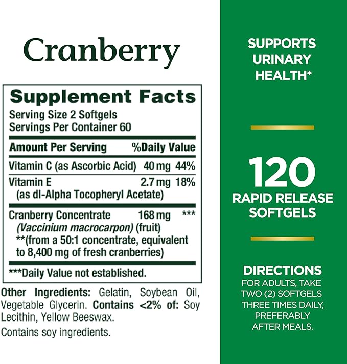 Picture of Nature's Bounty Cranberry 4200 mg - 120 Softgels (exp 04-25)