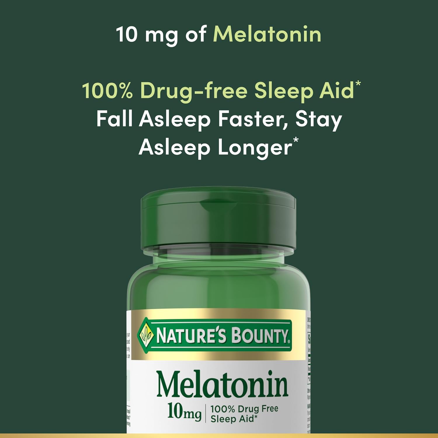 Picture of Nature's Bounty Melatonin 100% Drug-Free Sleep Aid Dietary Supplement 10 mg 60 Capsules