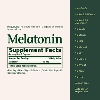 Picture of Nature's Bounty Melatonin 100% Drug-Free Sleep Aid Dietary Supplement 10 mg 60 Capsules