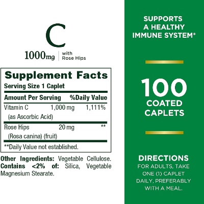 Picture of Nature's Bounty Vitamin C 1000 mg With Rose Hips - 100 Caplets