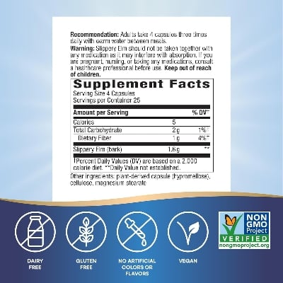 Picture of Nature's Way Slippery Elm Bark Traditional Support to Soothe the GI Tract 100 Capsules
