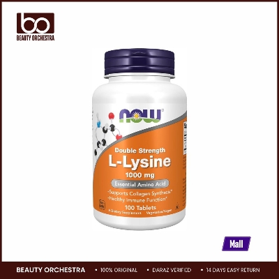 Picture of NOW (L-Lysine Hydrochloride) 1,000 mg Double Strength Amino Acid 100 Tablets