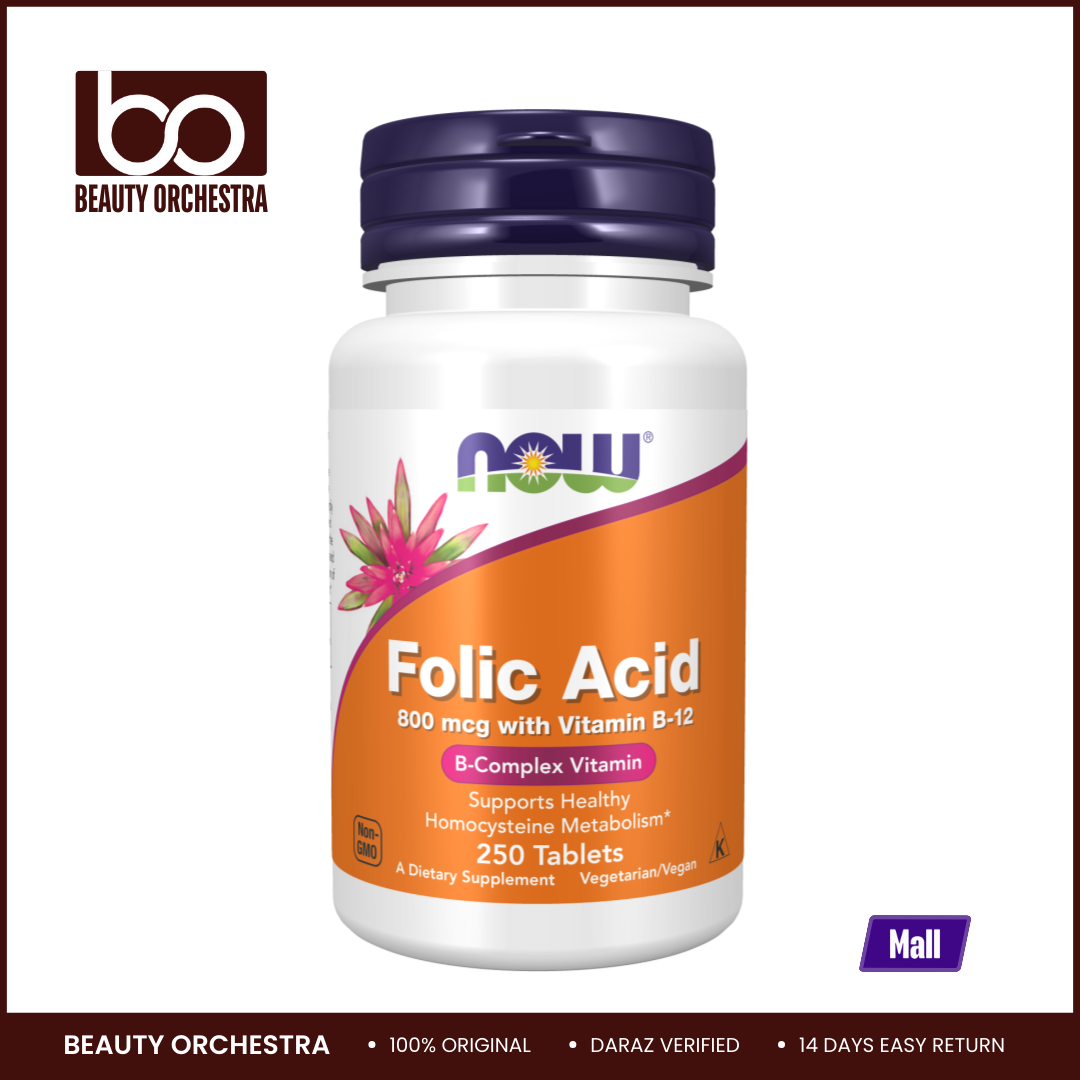 Picture of NOW Folic Acid 800 mcg With Vitamin B-12 - 250 Tablets