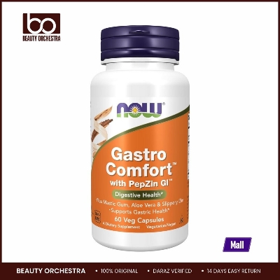 Picture of NOW Foods Supplements Gastro Comfort plus Mastic Gum Aloe Vera and Slippery Elm 60 Veg Capsules