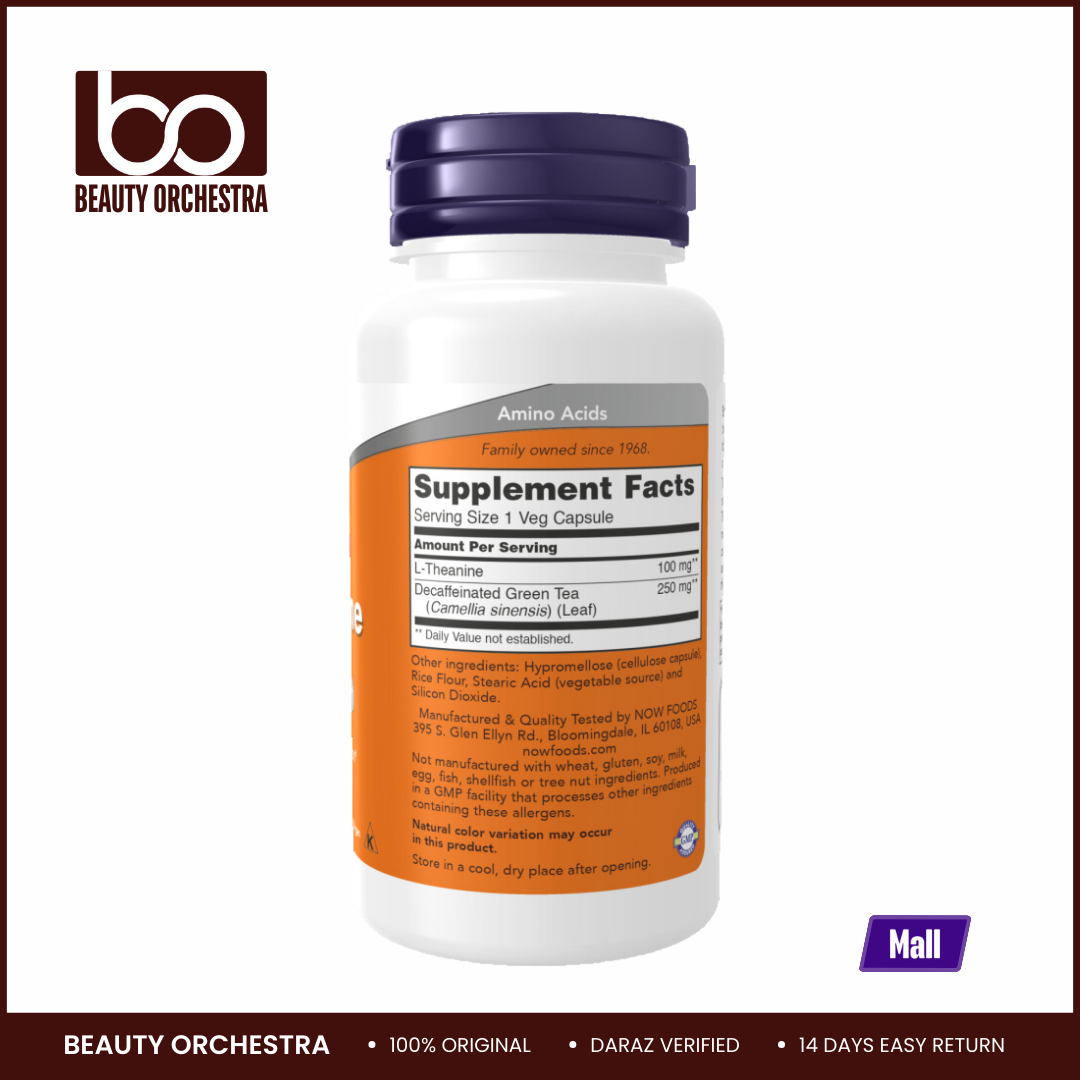 Picture of NOW L-Theanine 100 mg - 90 Veg Capsules