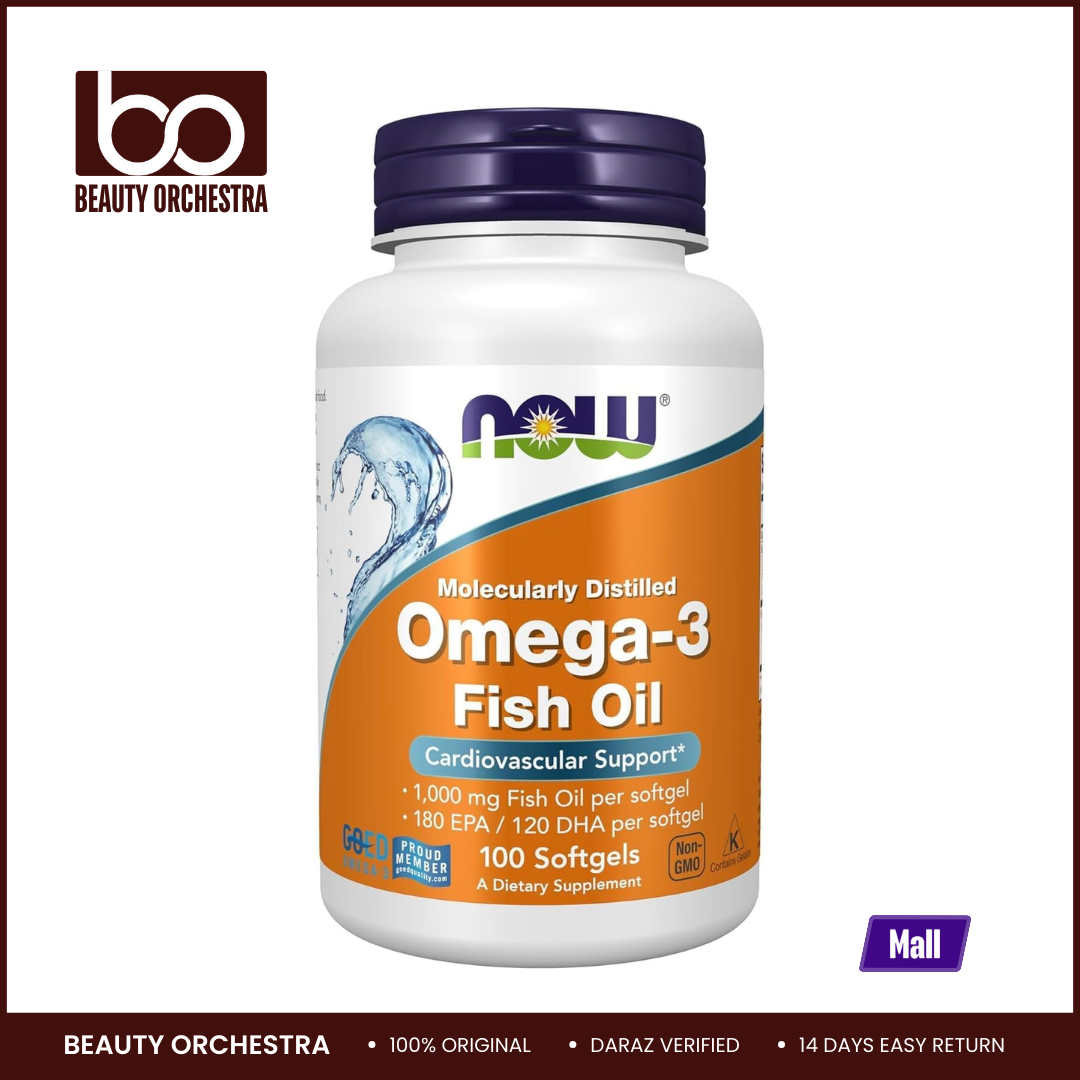 Picture of NOW Omega-3 Fish Oil - 100 Softgels (Best Omega 3 supplement from USA)