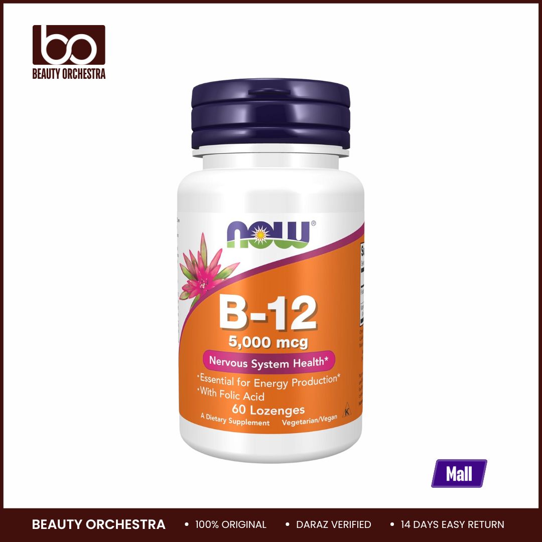 Picture of NOW Vitamin B-12 5,000 mcg Nervous System Health 60 Lozenges