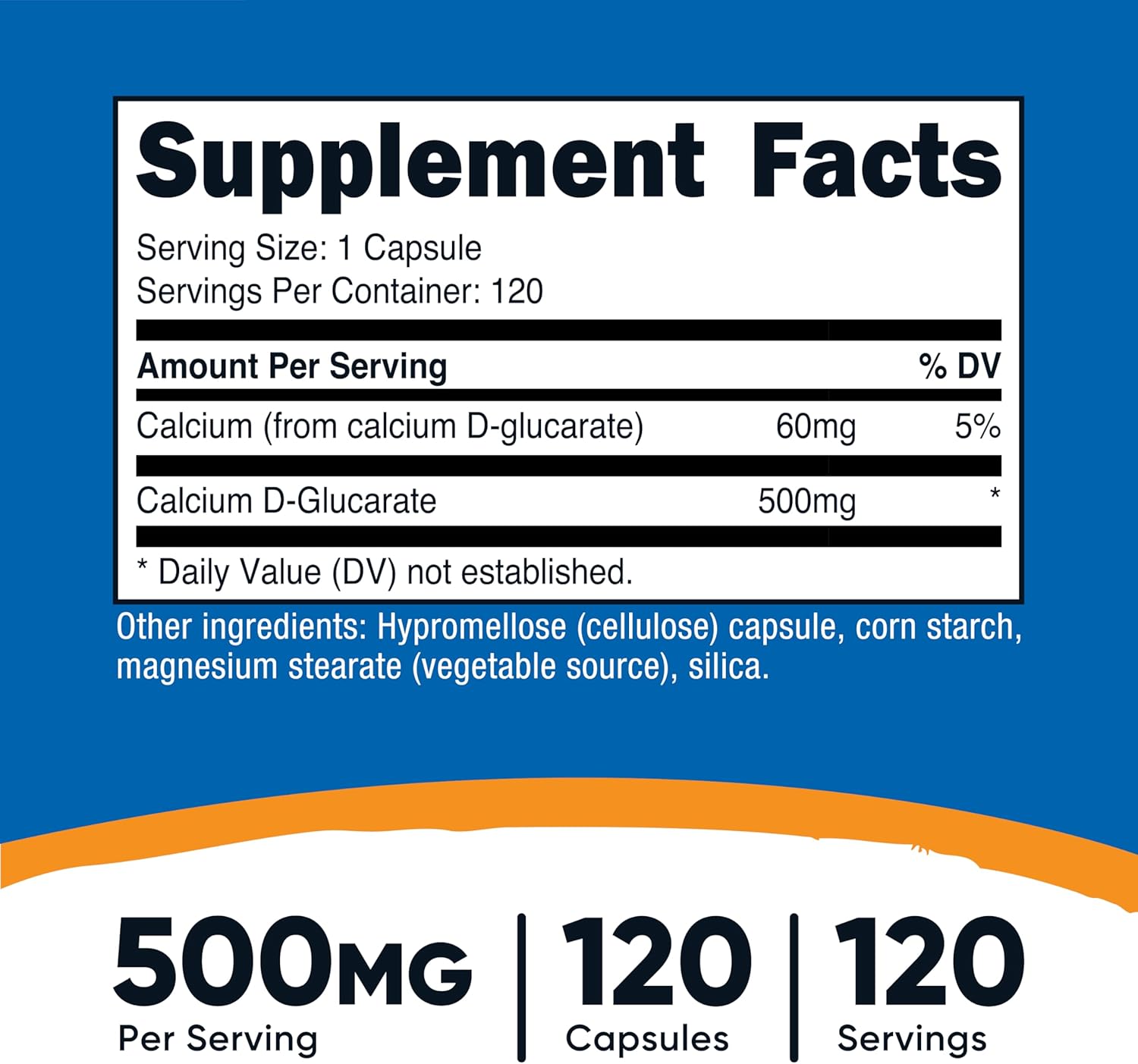 Picture of Nutricost Calcium D-Glucarate 500mg 120 Capsules