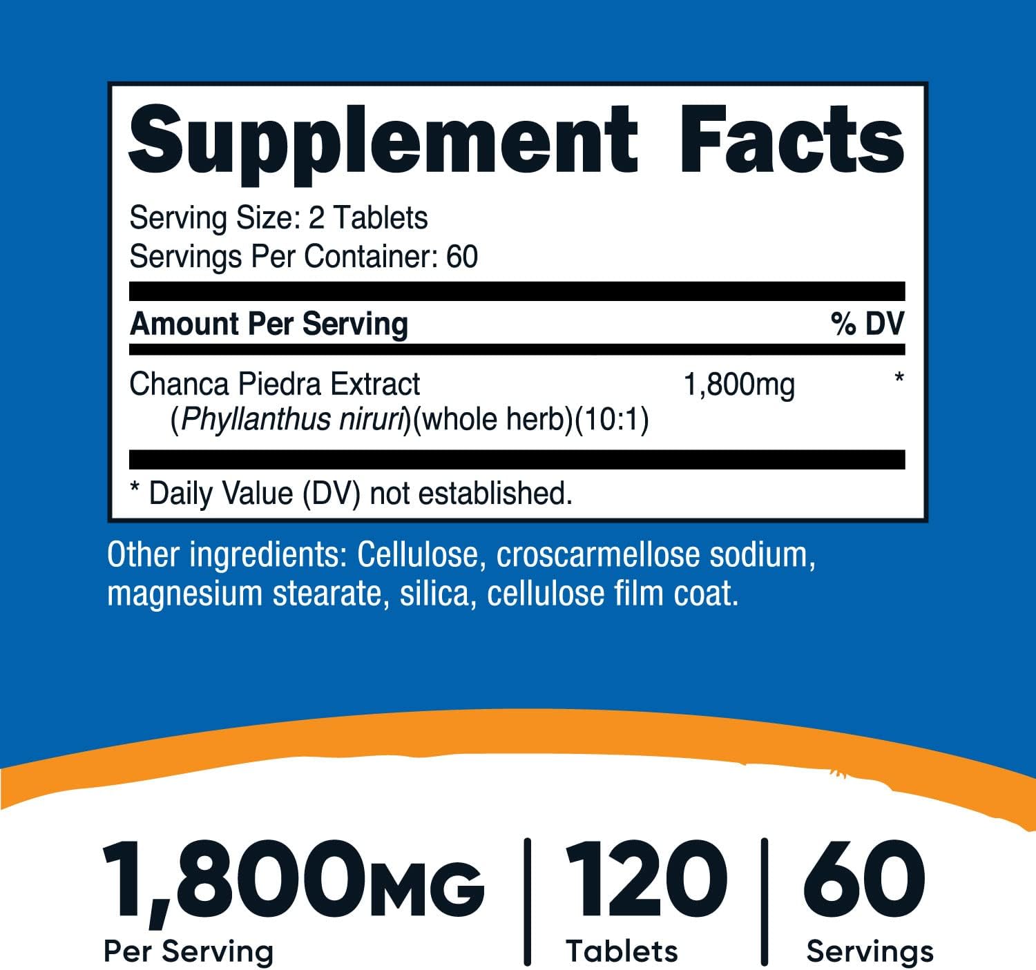Picture of Nutricost Chanca Piedra Extract Stone Breaker 120 Tablets 1800mg Per Serving 60 Servings Per Bottle