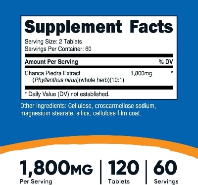 Picture of Nutricost Chanca Piedra Extract Stone Breaker 120 Tablets 1800mg Per Serving 60 Servings Per Bottle