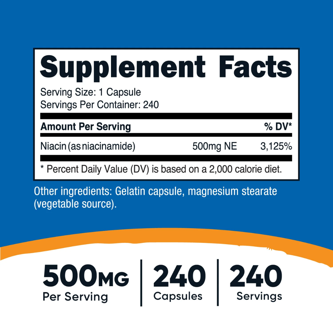 Picture of Nutricost Niacinamide Vitamin B3 500mg - 240 Capsules
