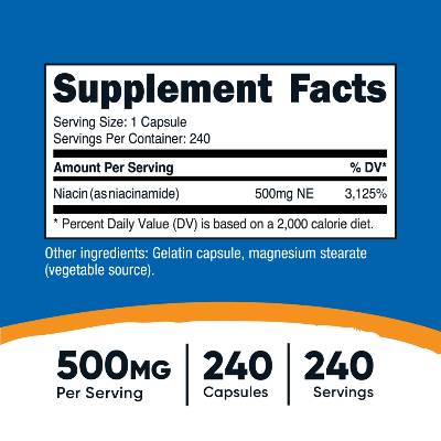 Picture of Nutricost Niacinamide Vitamin B3 500mg - 240 Capsules