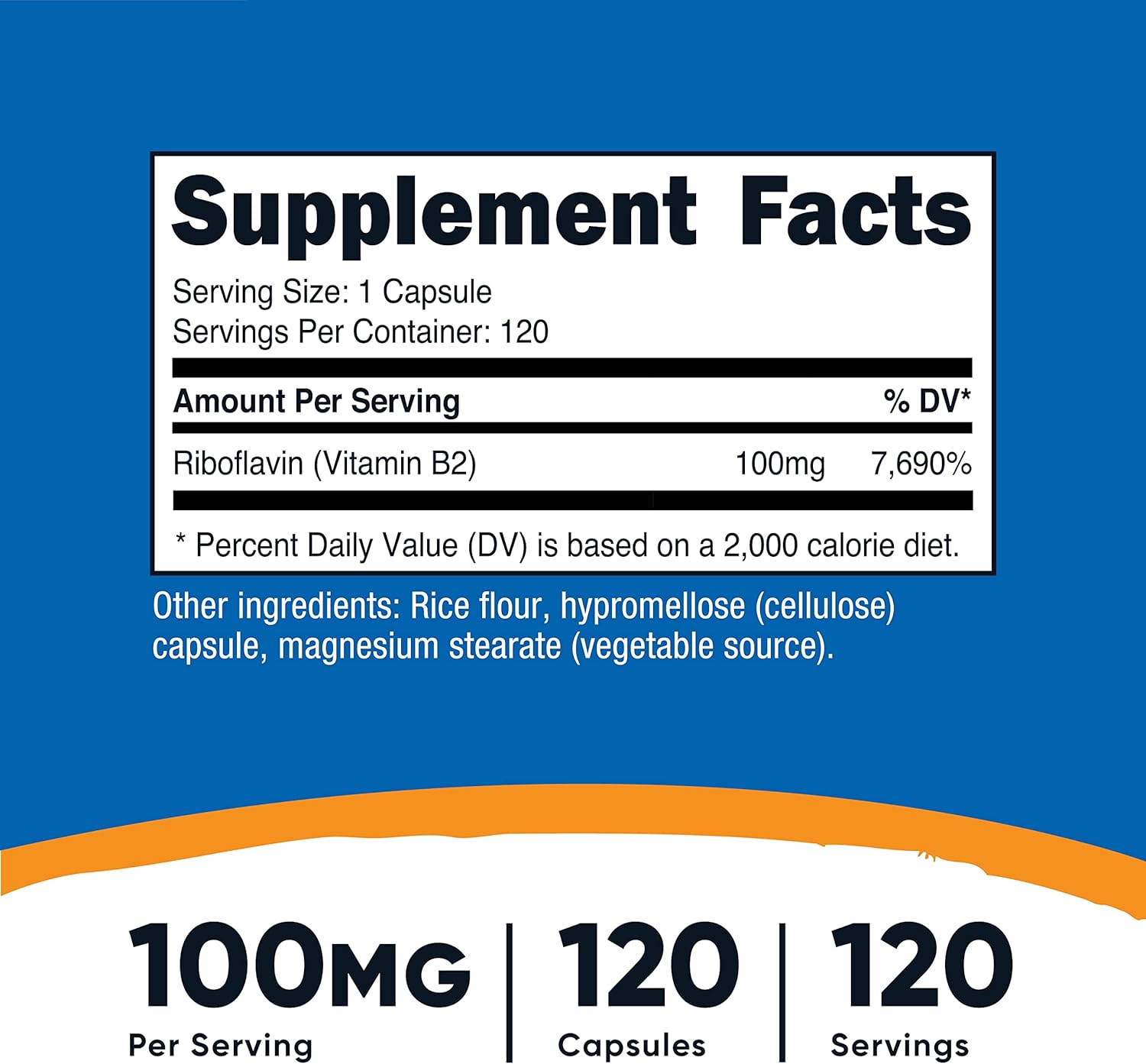 Picture of Nutricost Vitamin B2 (Riboflavin) 100mg 120 Capsules