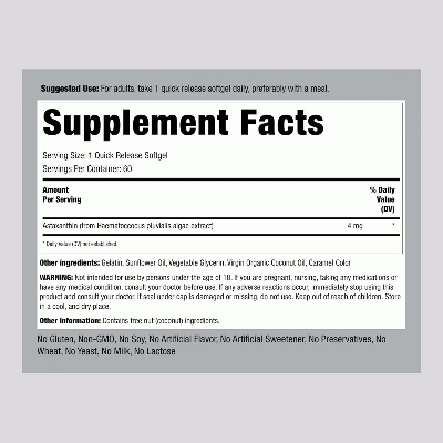 Picture of Piping Rock Astaxanthin 4mg 60 Softgels with Coconut Oil