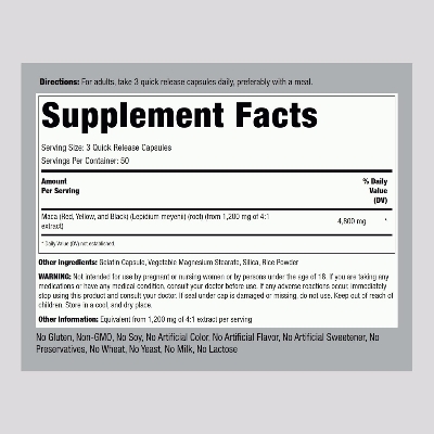 Picture of Piping Rock Red Yellow Black-Maca 4800mg – 150 Capsules