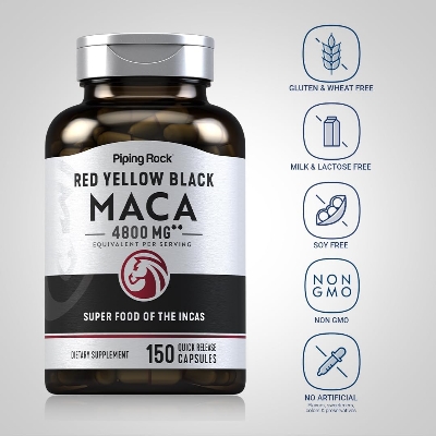 Picture of Piping Rock Red Yellow Black-Maca 4800mg – 150 Capsules