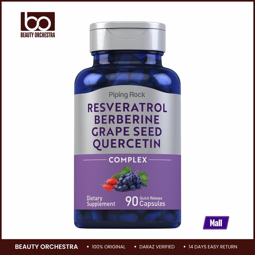Picture of Piping Rock Resveratrol Berberine Grape Seed & Quercetin | 90 Capsules | Non-GMO Gluten Free Supplement