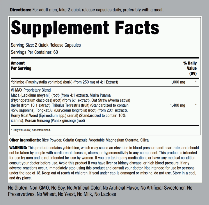 Picture of Piping Rock Vi-Max Male MEN Formula 120 Quick Release Capsules