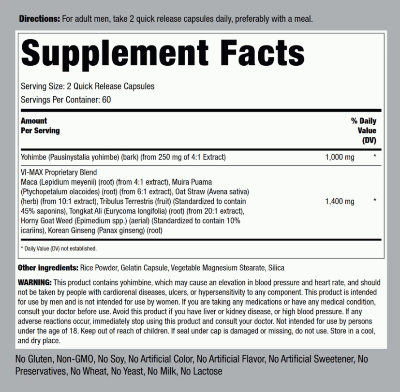 Picture of Piping Rock Vi-Max Male MEN Formula 120 Quick Release Capsules