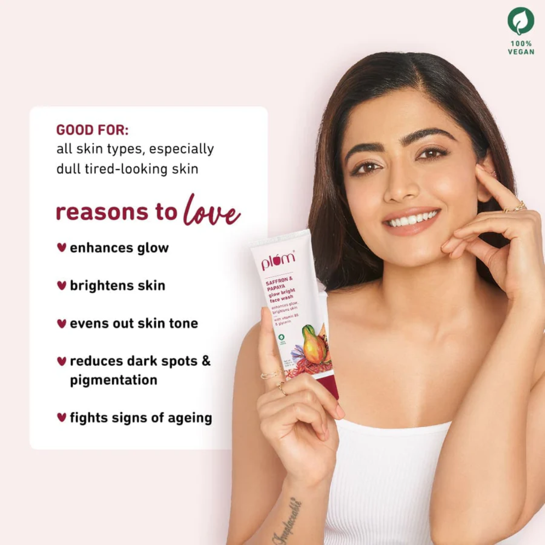 Picture of Plum Saffron & Papaya Glow Bright Face Wash - 100ml