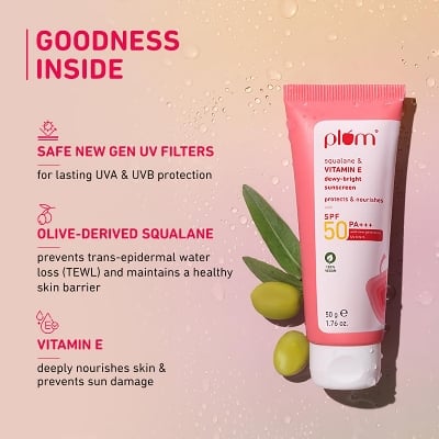 Picture of Plum Squalane & Vitamin E Dewy-Bright Sunscreen Spf 50 Pa+++ 50 G