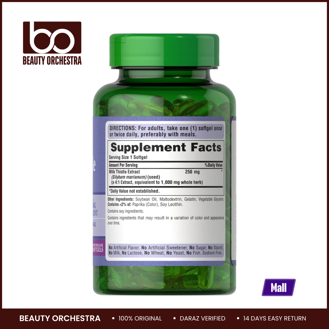 Picture of Puritan's Pride Milk Thistle Extract 1000 mg - 180 Softgels