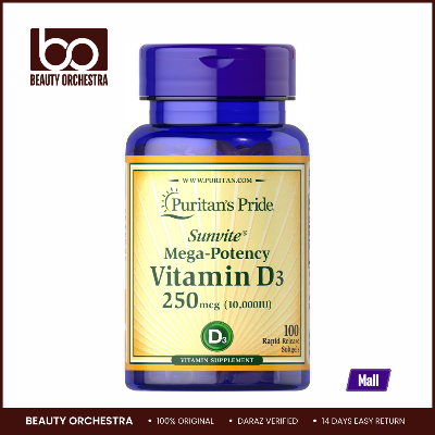 Picture of Puritan's Pride Vitamin D3 250 mcg (10,000 IU) - 100 Softgels