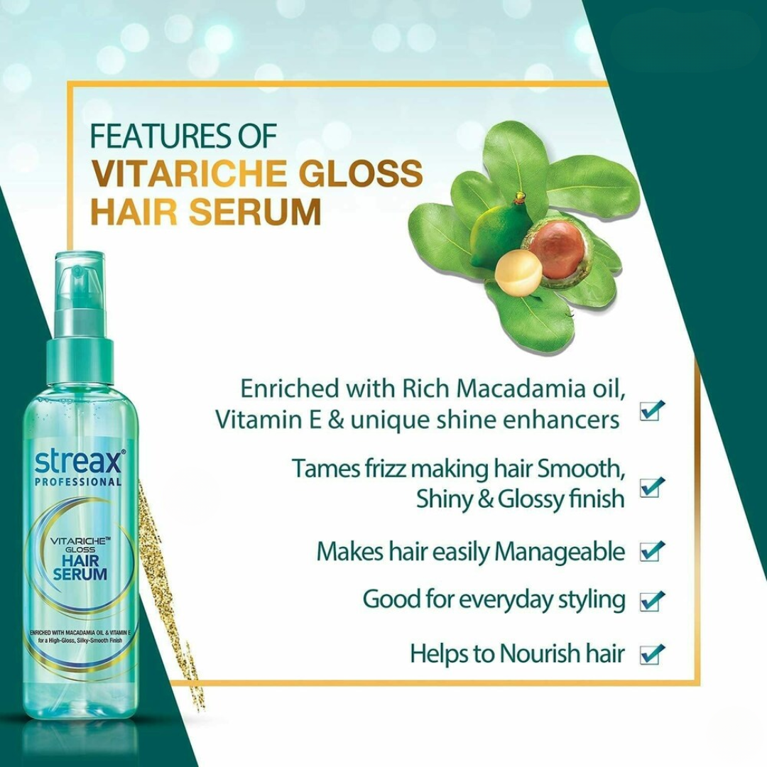 Picture of Streax Professional Vitariche Gloss Hair Serum - 45ml (Indian)