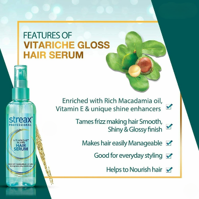Picture of Streax Professional Vitariche Gloss Hair Serum - 45ml (Indian)