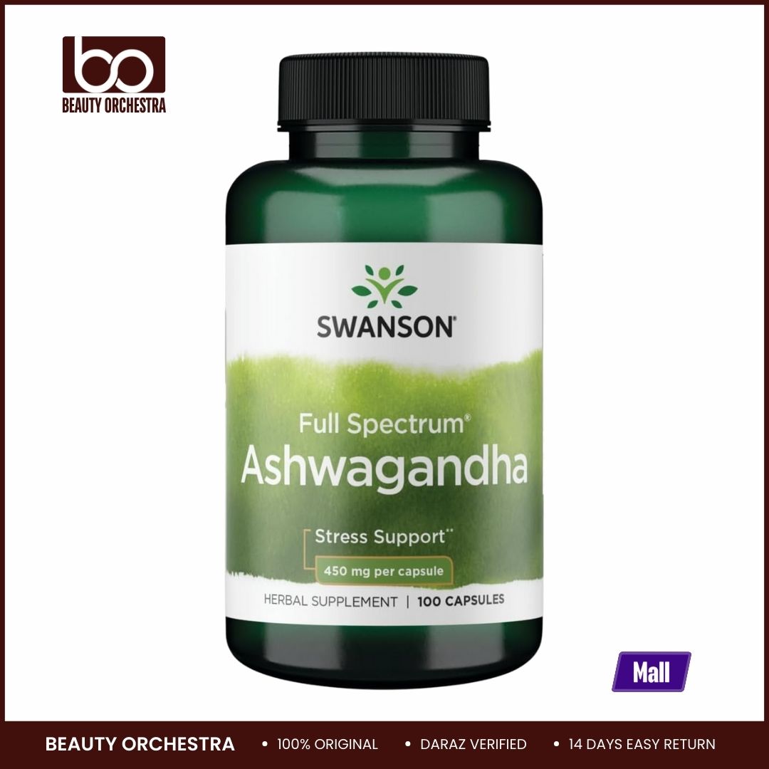 Picture of Swanson Ashwagandha Supplement-Ashwagandha Root & Aerial Parts Supplement Promoting Stress Relief & Energy Support-Ayurvedic Supplement for Natural Wellness (100 Capsules, 450mg Each)