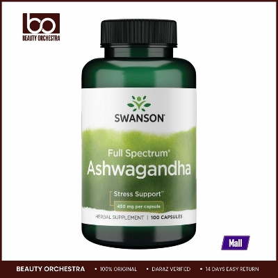 Picture of Swanson Ashwagandha Supplement-Ashwagandha Root & Aerial Parts Supplement Promoting Stress Relief & Energy Support-Ayurvedic Supplement for Natural Wellness (100 Capsules, 450mg Each)