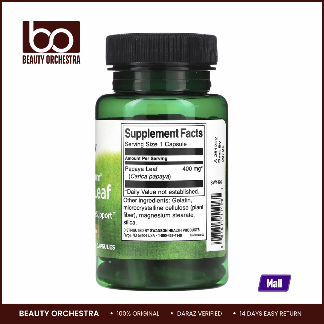 Picture of Swanson Full Spectrum Papaya Leaf 400 mg - 60 Capsules